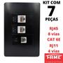 Imagem de 7un Tomada VD RJ11 4 Vias RJ45 CAT 6E 8 Vias Dupla Com Placa Habitat Black FAME