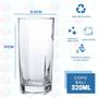 Imagem de 8 Copo Bali Transparente Quadrado 320ML Suco Água Refresco