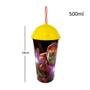 Imagem de 8 Copos 500ml com Canudo Original Plasútil Estampa Super Herói Infantil