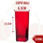 Imagem de 8 Copos Quadrado Vidro Vermelho Bali Mesa Posta Suco 320ml