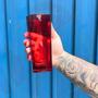 Imagem de 8 Copos Quadrado Vidro Vermelho Bali Mesa Posta Suco 320ml