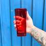 Imagem de 8 Copos Quadrado Vidro Vermelho Bali Mesa Posta Suco 320ml