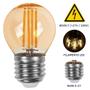 Imagem de 8 Lâmpada Filamento Led Bolinha Decorativa 4w Bivolt E27 Varal de Luz Retrô Vintage Lustre Cordão Amarelo Âmbar Amarela