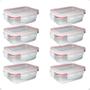 8 Potes de Vidro Diamond Retangular 370ML Vermelho Hermético - generic Imagem de 8 Potes de Vidro Diamond Retangular 370ML Vermelho Hermético