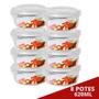 Imagem de 8 Potes Hermetico 620ml Redondo Vidro Microondas Multiuso