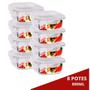 Imagem de 8 Potes Hermetico 800ml Quadrado Vidro Microondas Multiuso