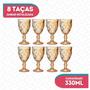 Imagem de 8 Taça Diamond 330Ml Vidro Dourado Resistente Metallic Drink