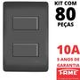 Imagem de 80un Interruptor Paralelo Three Way 2 Teclas 10A Com Placa 4x2 Habitat Black FAME