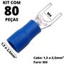 Imagem de 80un Terminal Forquilha Garfo Azul 1,5-2,5mm² M4 SV2-4