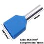 Imagem de 80un Terminal Tubular Ilhós Pré-isolado Duplo Para Cabo de 2,5mm² Metal 10mm Azul TE2510