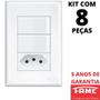 Imagem de 8un Interruptor Simples 2 Teclas 16A e Tomada Padrão 2P+T 10A Com Placa Evidence FAME