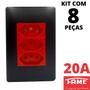 Imagem de 8un Tomada Padrão Tripla 2P+T 20A Vermelha Com Placa Habitat Black FAME