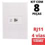 Imagem de 8un Tomada Telefone RJ11 4V Com Placa Evidence FAME