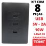 Imagem de 8un Tomada Tripla USB Bivolt 15W 5V 3A Com Placa Habitat Black FAME