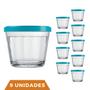 Imagem de 9 Pote Americano Vidro C/Tampa Cores Amlimento 150ml Nadir