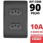 Imagem de 90un Tomada Padrão Dupla 2P+T 10A Com Placa Habitat Black FAME