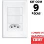 Imagem de 9un Interruptor Paralelo Three Way 2 Teclas 16A e Tomada Padrão 2P+T 10A Com Placa Evidence FAME