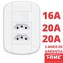 Imagem de 9un Interruptor Simples 16A e Tomada Dupla Padrão 2P+T 20A Com Placa Blanc Mais FAME