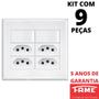 Imagem de 9un Interruptor Simples  2 Teclas 16A e Tomada Quádrupla Padrão 2P+T 10A Com Placa Evidence FAME