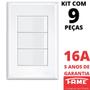 Imagem de 9un Interruptor Simples 3 Teclas 16A Com Placa 4x2 Evidence FAME