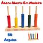 Imagem de Ábaco Aberto Vertical Brinquedo Educativo com 5 Hastes e 50 Argolas Coloridas em Madeira