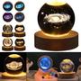Imagem de Abajur 3D LED Bola de Cristal - Luz Noturna com Design de Galáxia, Lua e Planetas