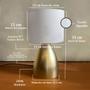 Imagem de Abajur de Mesa Dourado Bojudo Bivolt Com Cúpula algodão Para Cabeceira, Cama, Quarto, Sala, Escritório