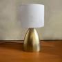 Imagem de Abajur de Mesa Dourado Bojudo Bivolt Com Cúpula algodão Para Cabeceira, Cama, Quarto, Sala, Escritório