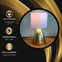 Imagem de Abajur de Mesa Dourado Bojudo Bivolt Com Cúpula algodão Para Cabeceira, Cama, Quarto, Sala, Escritório