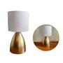 Imagem de Abajur de Mesa Dourado Bojudo Bivolt Com Cúpula algodão Para Cabeceira, Cama, Quarto, Sala, Escritório