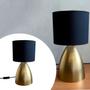 Imagem de Abajur de Mesa Dourado Bojudo Bivolt Com Cúpula algodão Para Cabeceira, Cama, Quarto, Sala, Escritório
