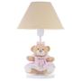 Imagem de Abajur Infantil Luxo Luminária Ursinha Ted Rosa Cúpula Bege