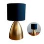 Imagem de Abajur luminária Clássico Cone Dourado Com Cúpula Tecido algodão Preto