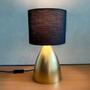 Imagem de Abajur luminária Clássico Cone Dourado Com Cúpula Tecido algodão Preto