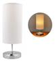 Imagem de Abajur Luminaria de Mesa Base Liga/Desliga Escovado Bivolt + Cúpula Tecido algodão Branco