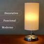 Imagem de Abajur Luminaria de Mesa Base Liga/Desliga Escovado Bivolt + Cúpula Tecido algodão Branco