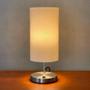 Imagem de Abajur Luminaria de Mesa Base Liga/Desliga Escovado Bivolt + Cúpula Tecido algodão Branco