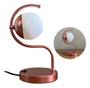 Imagem de Abajur luminaria De Mesa Curvado Com Interruptor Base + Globo Fosco Bivolt