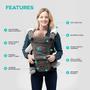 Imagem de Abiie HUGGS Baby Carrier Hip Seat 2021 Atualizado - Aprovado pelas Normas de Segurança dos EUA - Posição Sentada Saudável (M-Position) - Frente de Frente, Abraçador de Quadril, Porta-Bebê Traseiro - 100% Algodão (Cinza)