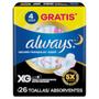 Imagem de ABSORVENTE ALWAYS NOTURNO XG 31cm SUAVE C/ ABAS LV26 PG22UN
