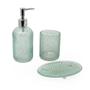 Imagem de Acessórios Lavabo Banheiro Bubble Kit Higiene Vidro Organização Dispenser Sabonete Liquido Porta Escovas Objetos Saboneteira 3 peças