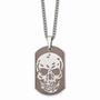 Imagem de Aço inoxidável marrom IP-chapeado Skull Dog Tag 24in Colar