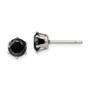 Imagem de Aço inoxidável polido 6mm preto redondo CZ Stud Post Earrin