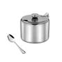 Imagem de Açucareiro de Mesa Aço Inox com Colher Em Casa Tem 8x6cm