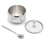 Imagem de Açucareiro Inox Com Tampa De Vidro Colher Pote Açúcar 250ml