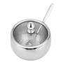 Imagem de Açucareiro Inox Com Tampa De Vidro Colher Pote Açúcar 250ml
