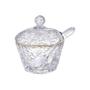 Imagem de Açucareiro Petra em Cristal com Colher eTampa com Borda Dourada 10cm - Lyor