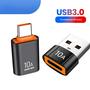 Imagem de Adaptador Conversor USB 3.0 Tipo C (Macho/Fêmea) com Carregamento Rápido 10A - Para Xiaomi e Laptops