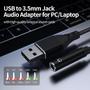 Imagem de Adaptador de áudio USB para conector de 3,5 mm ASKUBS para fone de ouvido PC PS4 PS5