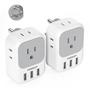 Imagem de Adaptador de Plugue TESSAN EUA para Índia - 4 Tomadas AC + 3 USB